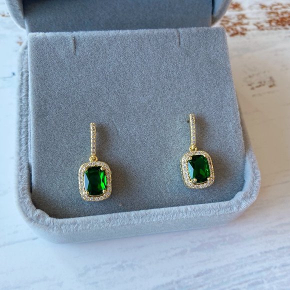 3/$35 Green Gemstone Drop Earrings - Picture 2 of 5